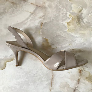 Calvin Klein Lucette Greige Patent Dress Sandals
